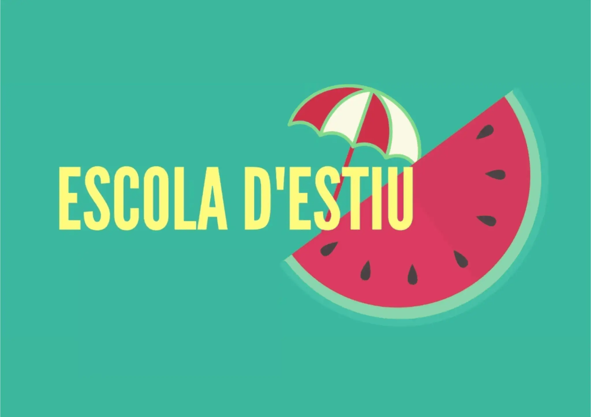 La foto d'una síndria i una ombrel·la de la platja Escola d'estiu Llefià Badalona