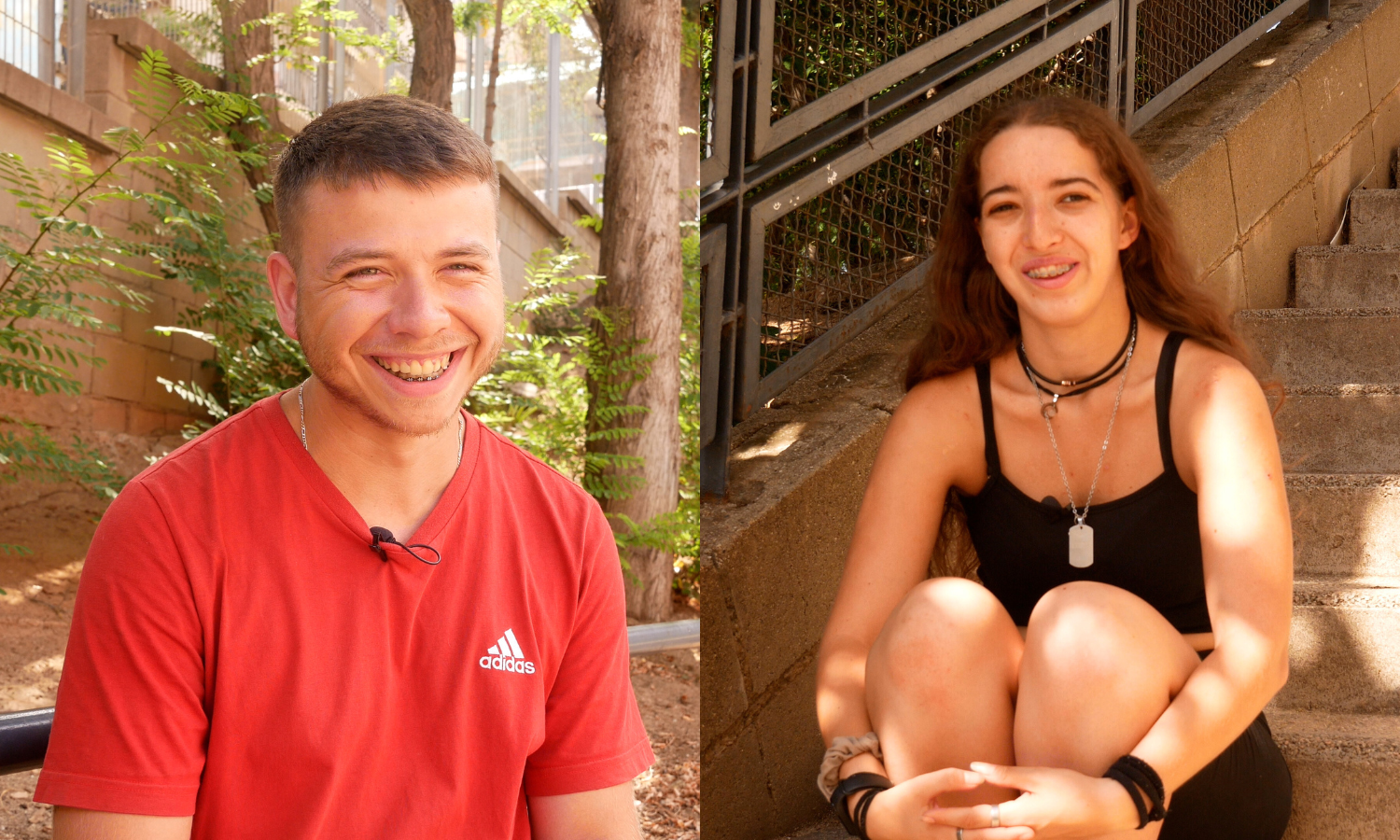 Un noi i una noia amb boniques somriure equip del Casal d'estiu