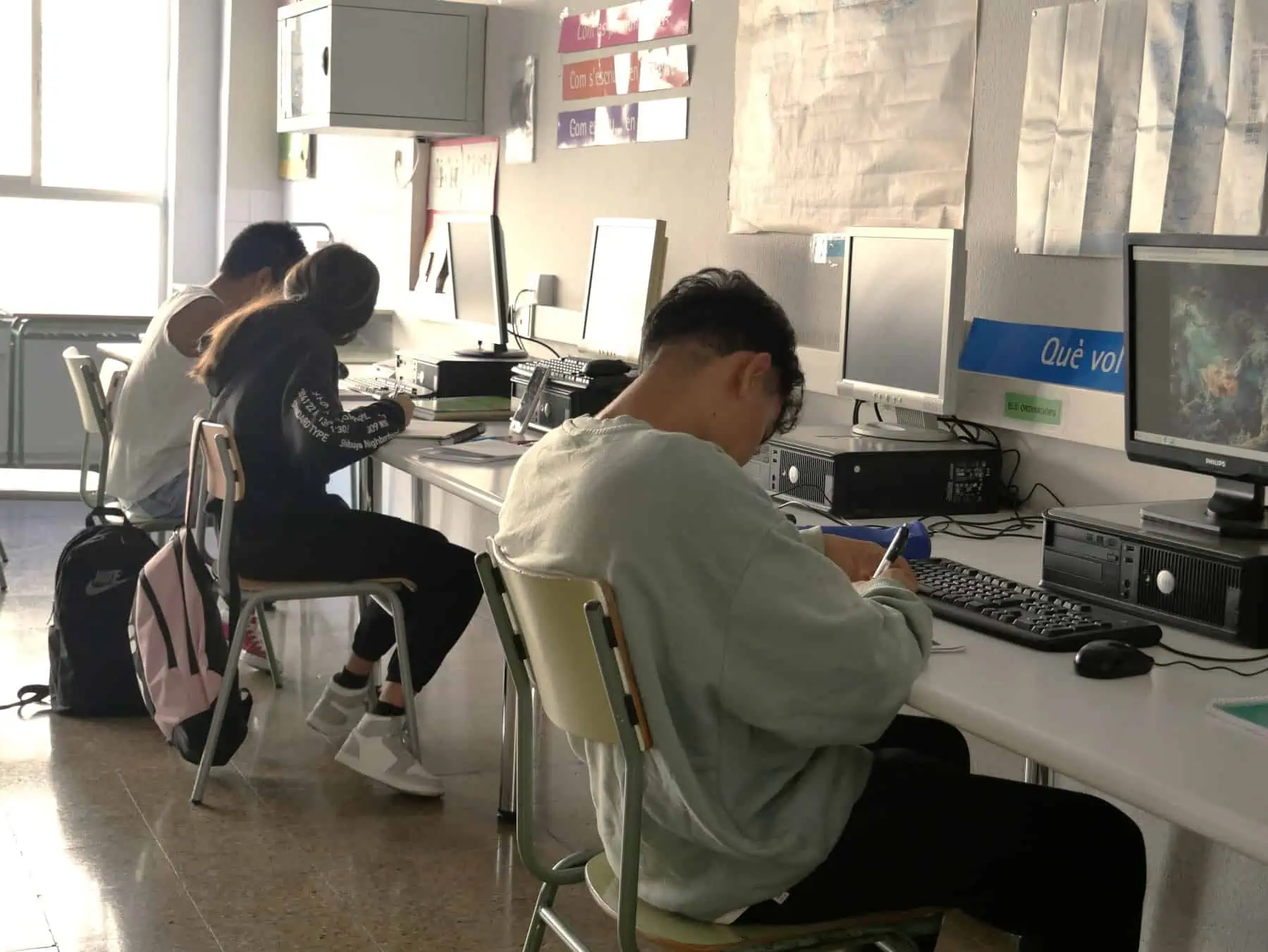 Nens i nenes davant d'ordinadors