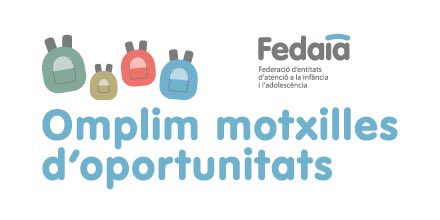 Logotip Fedaia "omplim motxilles d'oportunitats"